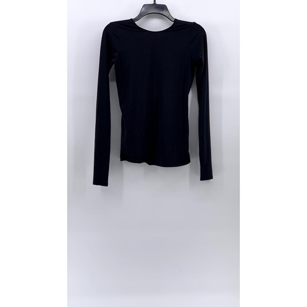 FABLETICS Women's Black High-Neck Kari Long Sleeve Square-Back Top SZ 2XS